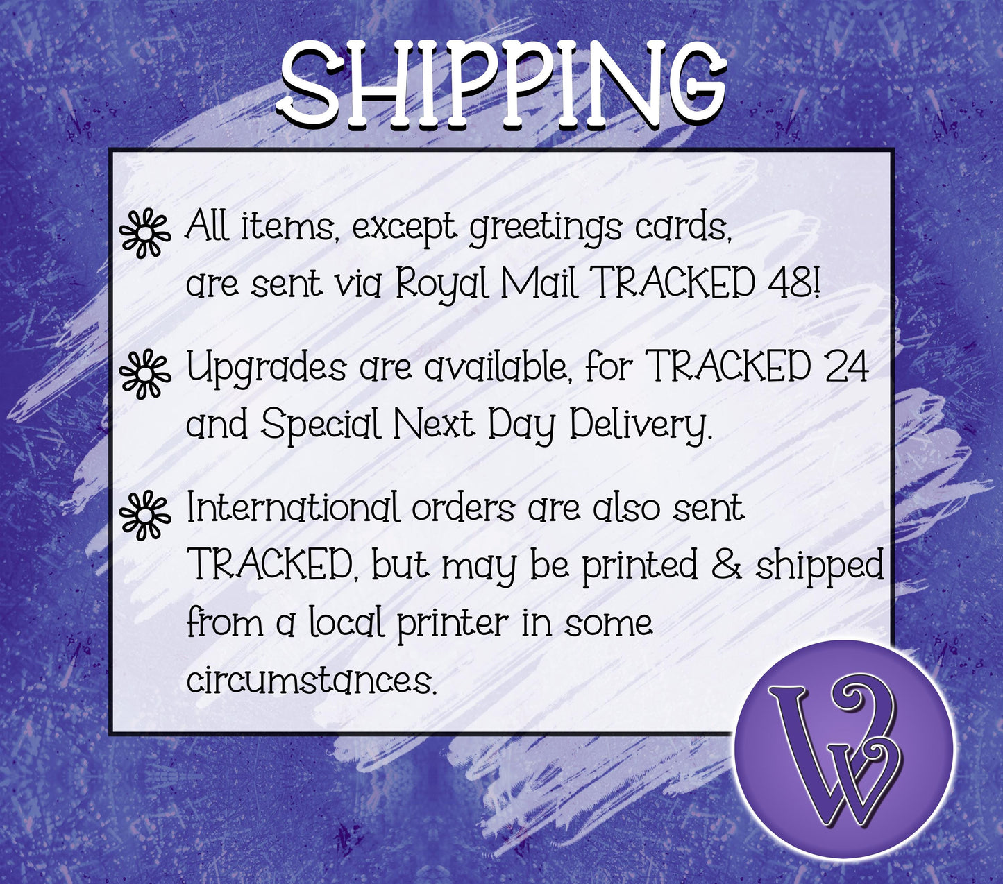 a blue poster with the words shipping on it