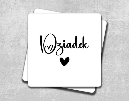 Black Heart Dziadek Coaster for Father's Day Gift for Polish Grandad or Grandpa