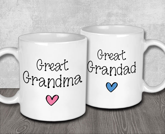 Great Grandad & Great Grandma Mugs for Christmas Stocking Filler - New Grandparents Gifts
