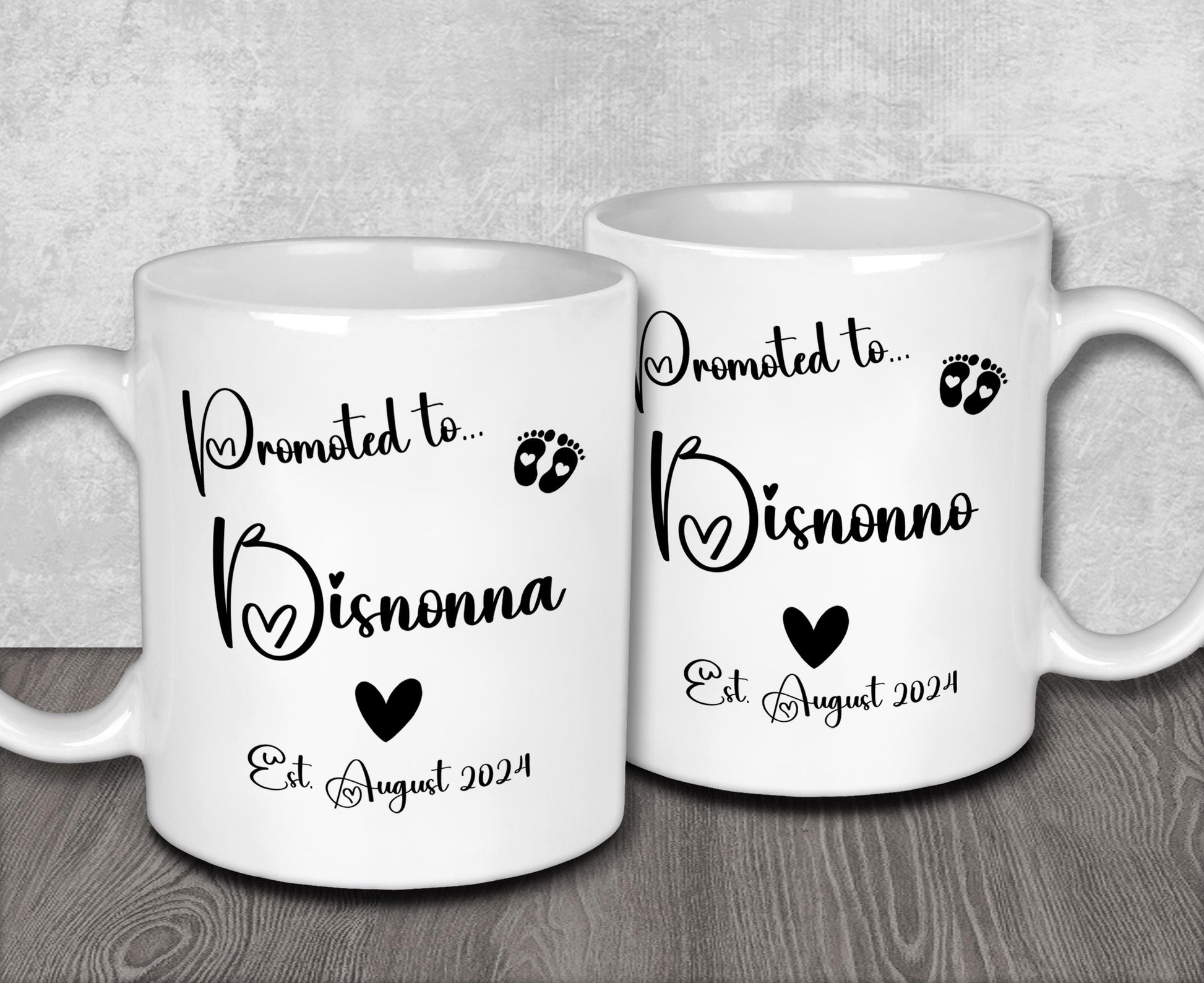 Pregnancy Announcement Matching Mugs for Bisnonna & Bisnonno