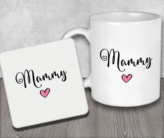 a white coffee mug with the word mommy on it