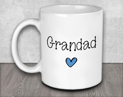 a white coffee mug with the words grandad printed on it