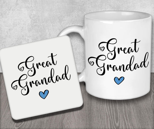 two coffee mugs sitting on top of a wooden table