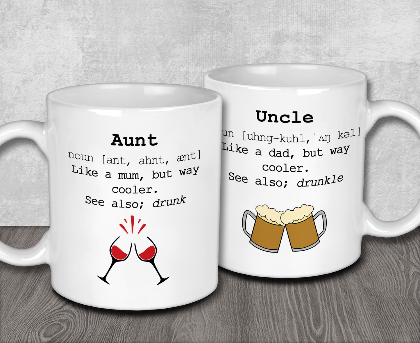 Drunk Uncle and Aunt Definition Mug Set
