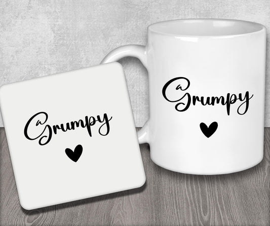 Mug and Coaster Set for Grumpy for Father's Day Gift for Grandad or Grandpa