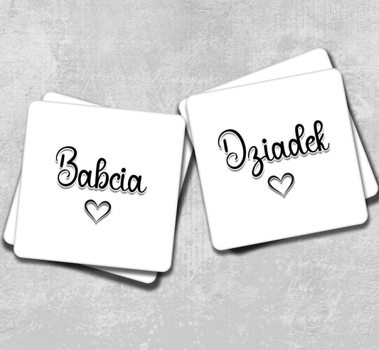 Babcia & Dziadek Polish Grandad and Grandma Coasters for Anniversary, Birthday, Mother's Day or Father's Day Gift