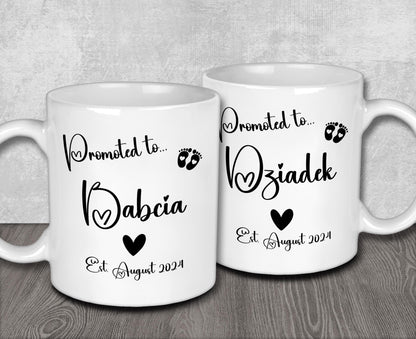 Pregnancy Announcement Matching Mugs for Babcia & Dziadek