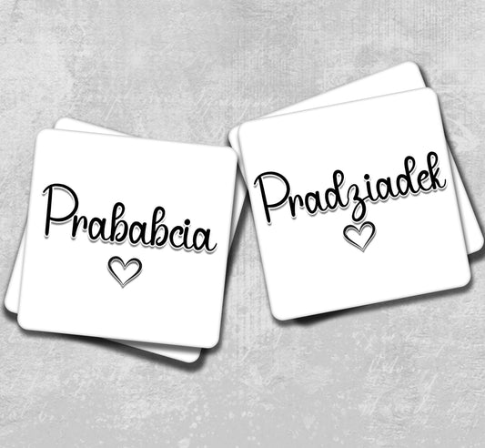Prababcia & Pradziadek Polish Great Grandad and Grandma Coasters for Anniversary, Mother's Day or Father's Day Gift