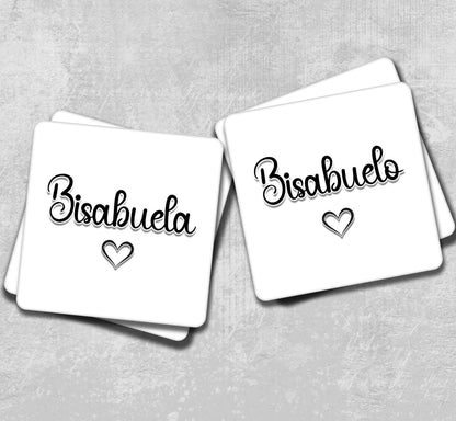 Bisabuela & Bisabuelo Spanish Great Grandad and Grandma Coasters for Anniversary, Mother's Day or Father's Day Gift