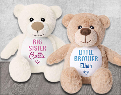 Personalised Teddy Bears Gift Set for Baby & Sibling