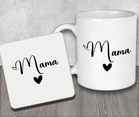 a couple of white coffee mugs sitting on top of a wooden table