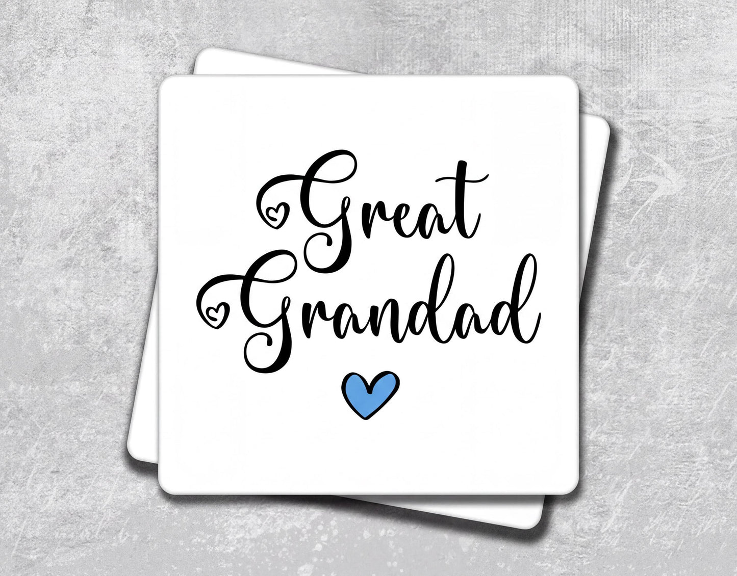 a coaster with the words great grandma on it