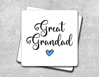 a coaster with the words great grandma on it