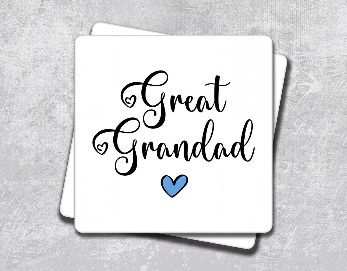 a coaster with the words great grandma on it
