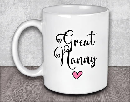 a white coffee mug with the words great mama on it