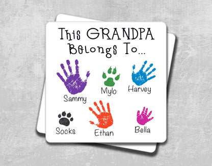 a card with a handprint of different colors